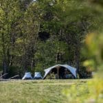 Een tent op een kampeerplek van natuurcamping De Lemeler Esch