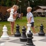 Twee kinderen aan het schaken