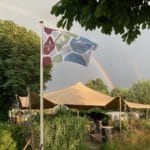 Overdekt terras op camping Oosterbeeks Rijnoever